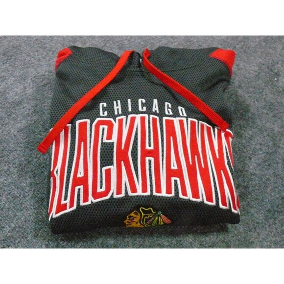 Chicago Blackhawks Hoodie Mens Med Gray Red Sweater Hockey NHL - Picture 5 of 14